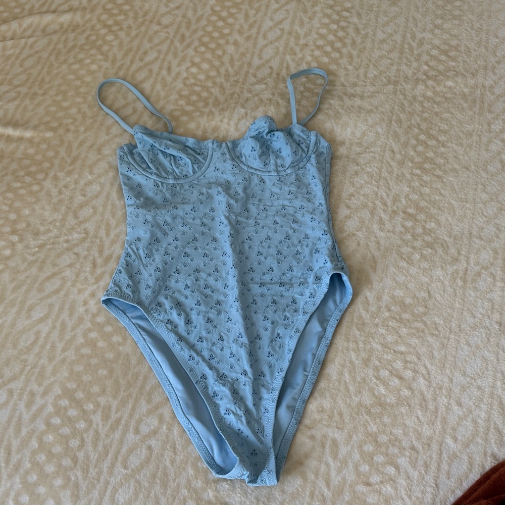 J. Crew Light Blue Floral One-Piece Swimsuit